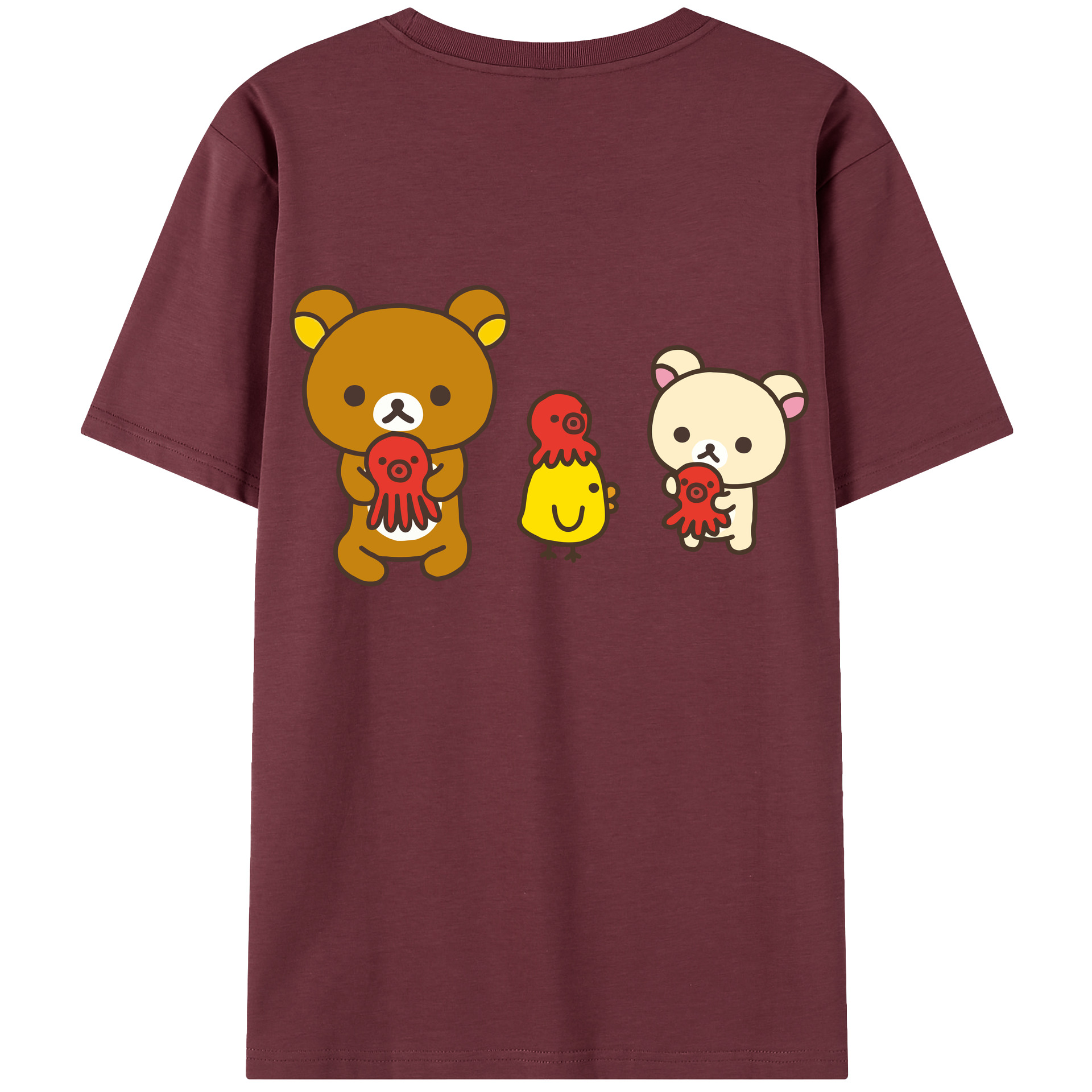 （画像用） リラックマ リラックマ キイロイトリ Rilakkuma Korilakkuma Kiiroitori 綿100％半袖Tシャツ（背面プリント）